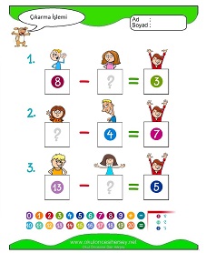 Çıkarma İşlemi Çalışma Sayfaları